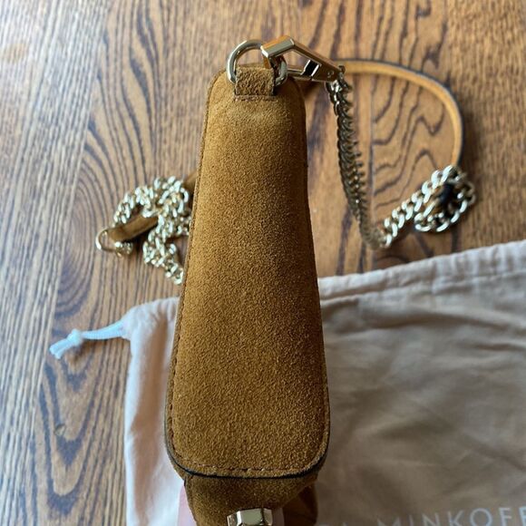 Rebecca Minkoff Women’s Crossbody Bag Suede Leather Metal Chain Gold Hardware - Picture 5 of 11